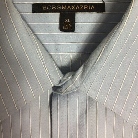 BCBG MAXAZRIA Blue Pinstriped Up Down Shirt XL17.5 - Picture 3 of 5